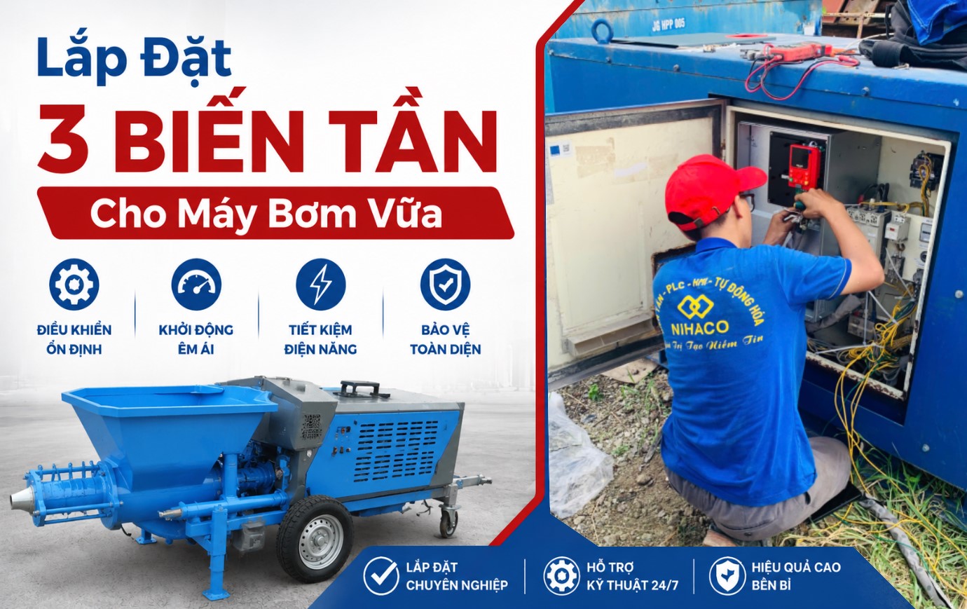 Lắp Đặt 3 Biến Tần Cho Máy Bơm Vữa Tại Hà Nội