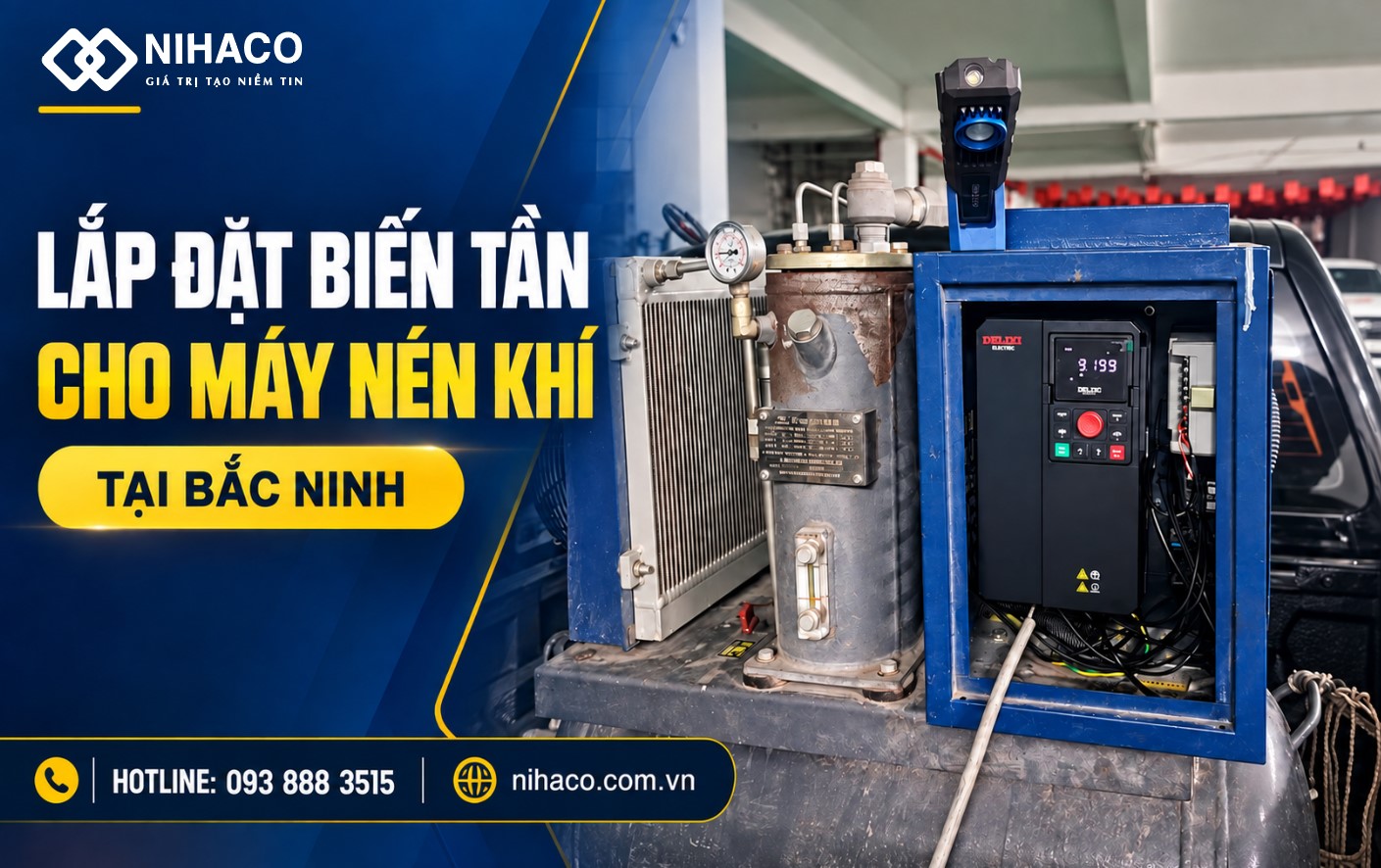 Lắp đặt biến tần cho máy nén khí tại Bắc Ninh