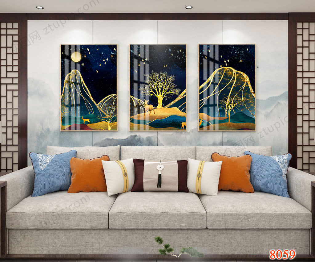 Tranh Cây Kim Tiền Và Hươu Tài Lộc
