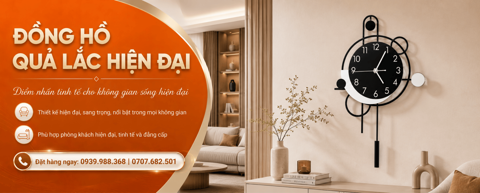 Đồng Hồ Quả Lắc Treo Tường Hiện Đại