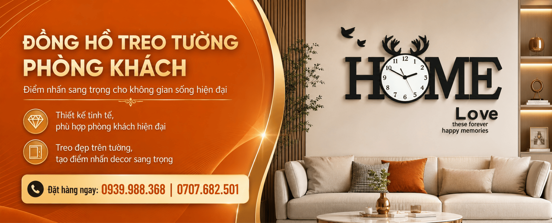 Đồng hồ treo tường phòng khách