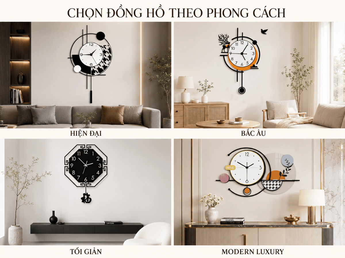 Chọn đồng hồ theo phong cách hiện đại Bắc Âu tối giản và Luxury