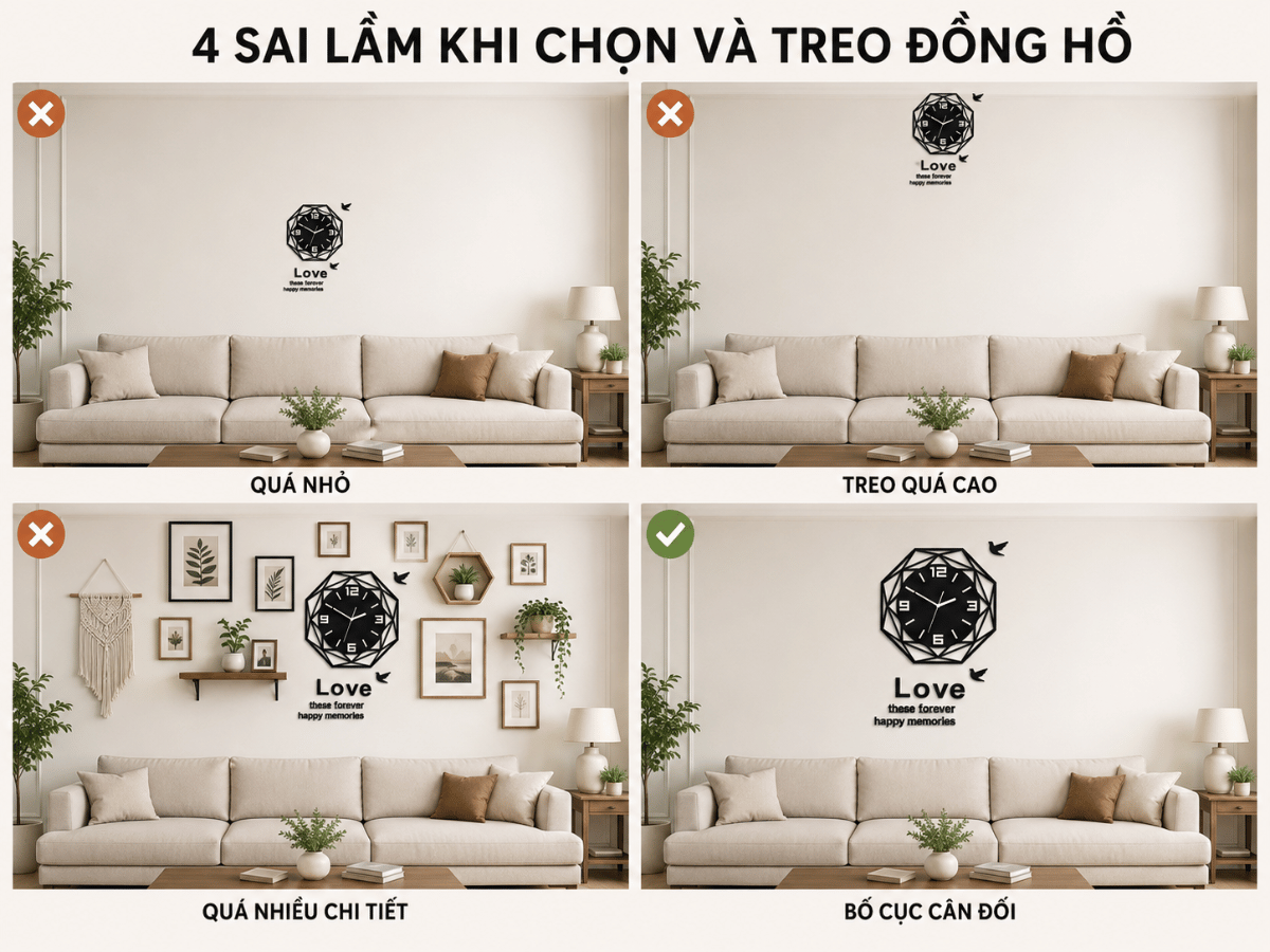 Những sai lầm thường gặp khi chọn và treo đồng hồ