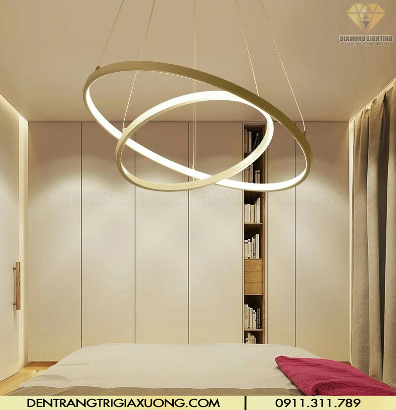 sử dụng đèn thả led 2 vòng làm đèn thả đầu giường ngủ