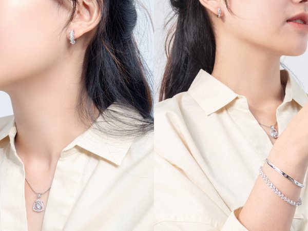 Áo sơ mi và váy bút chì đen sẽ tinh tế hơn khi kết hợp với trang sức bạc mạ vàng