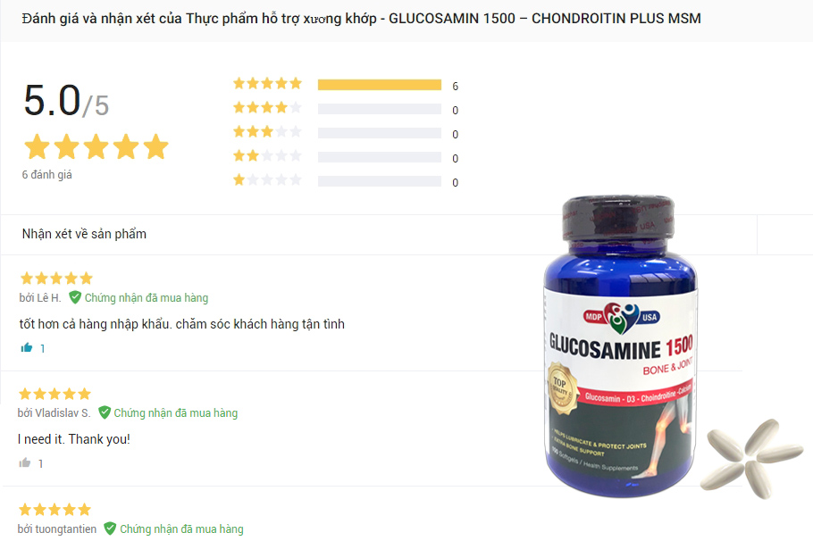 GLUCOSAMINE 1500 - THỰC PHẨM CHỮA XƯƠNG KHỚP TỐT QUẢNG NINH