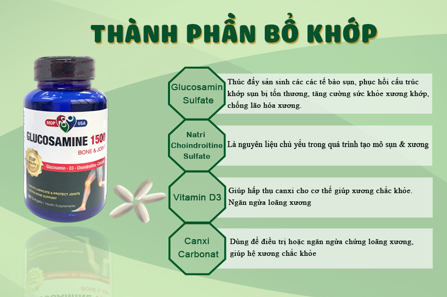 GLUCOSAMINE 1500 - THỰC PHẨM CHỮA XƯƠNG KHỚP TỐT QUẢNG NINH