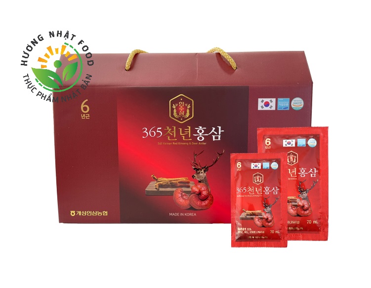HỒNG SÂM LINH CHI NHUNG HƯƠU NONGHYUP 365 KOREA (20 GÓI X 70ML)