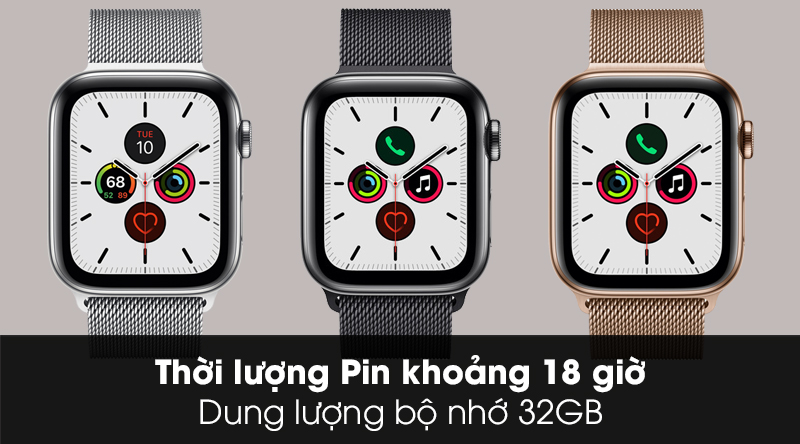 Apple Watch S5 LTE 44mm viền thép dây thép - Chính hãng VN/A