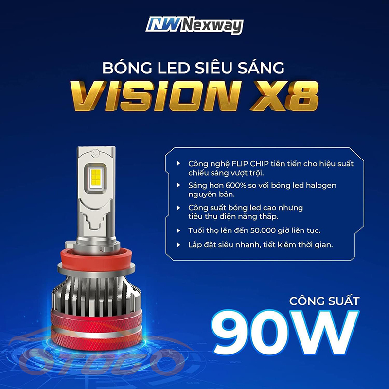 Vision X8 Loop Bóng Led Vision X8 Nexway 90W Đủ Các Chân Bóng