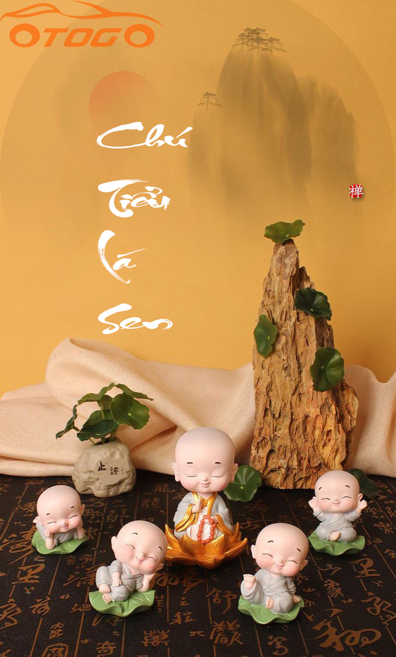 Set 5 Chú Tiểu Tọa Lá Sen Cao Cấp