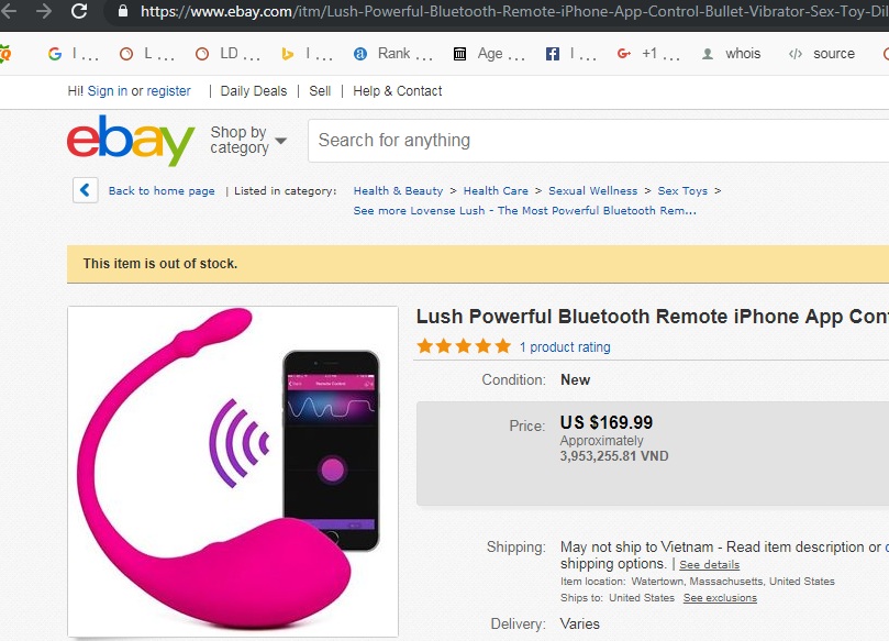 Trứng rung lush lovense Bluetooth made in USa