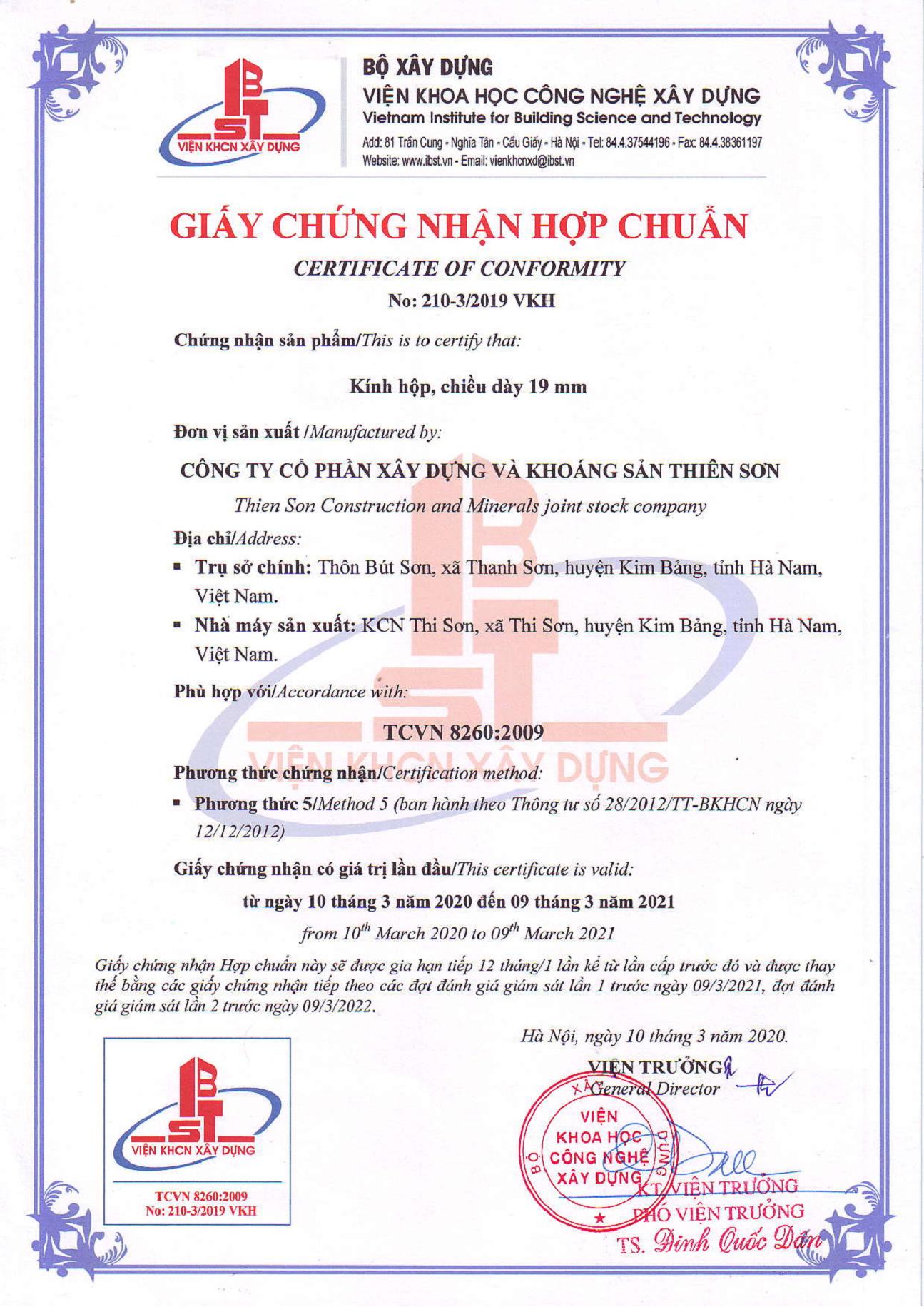 CHỨNG CHỈ CHẤT LƯỢNG