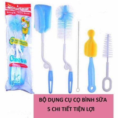 Bộ Dụng Cụ Cọ Rửa Bình Sữa 5 Chi Tiết