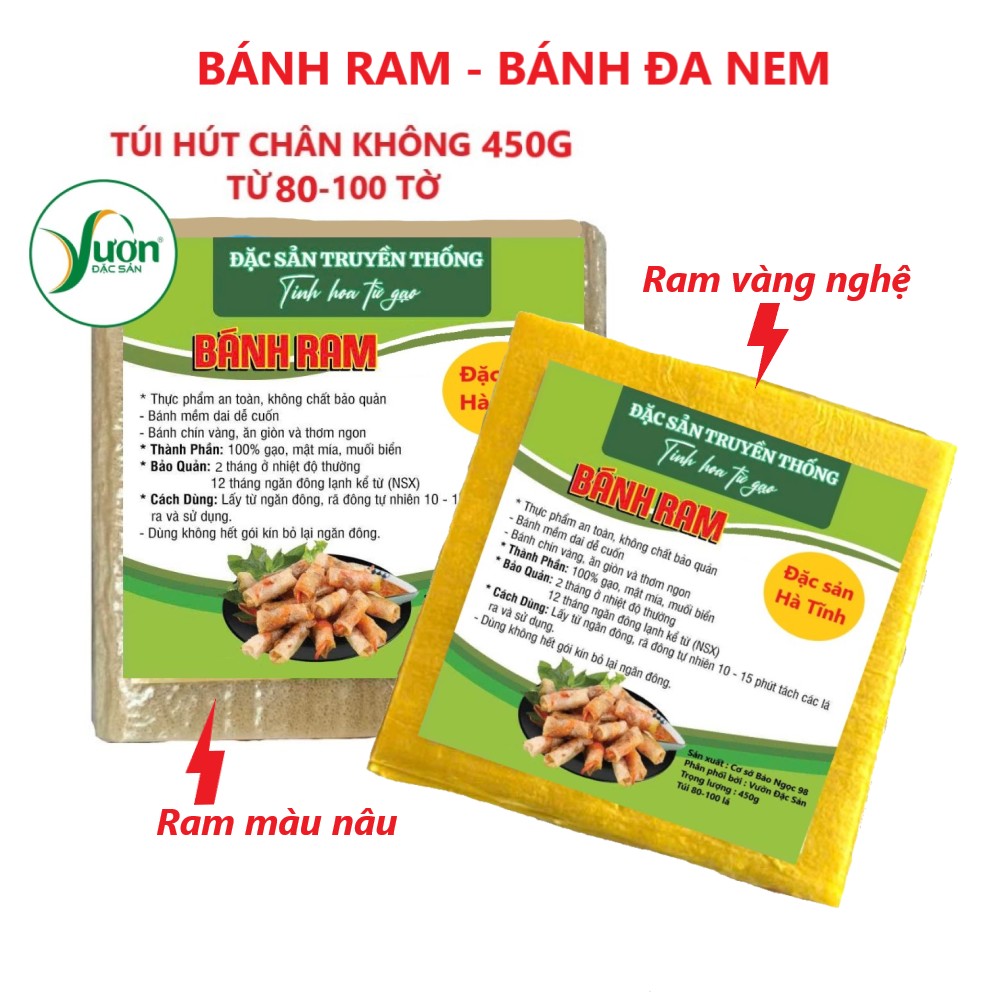 Vỏ Ram Hà Tĩnh 450g (80-100 Lá) Bánh Đa Nem Cuốn Chả Ram Giòn Rụm - Vườn Đặc Sản