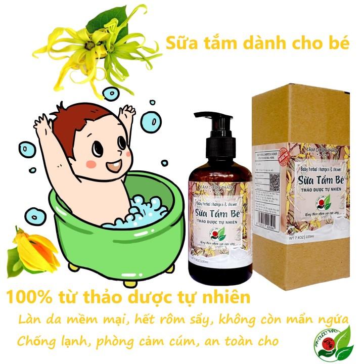 Sữa tắm bé thảo dược Tâm Dược Thảo 220ml hương hoa ngọc lan tây
