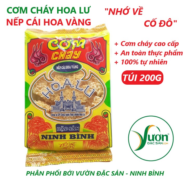 Cơm cháy Hoa Lư (Xách 6 túi 200g) Cơm cháy nếp cái hoa vàng ruốc chà bông sử lý tách dầu cao cấp - Vườn Đặc Sản