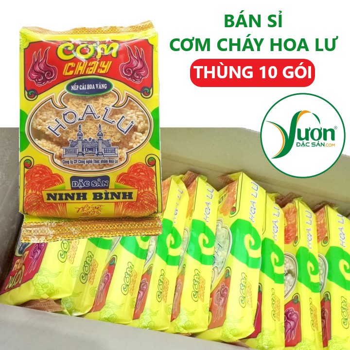 Cơm cháy Hoa Lư ( Thùng 10 gói 200g) Cơm cháy Hoa Lư nếp cái hoa vàng Đặc sản Ninh Bình - Vườn Đặc Sản