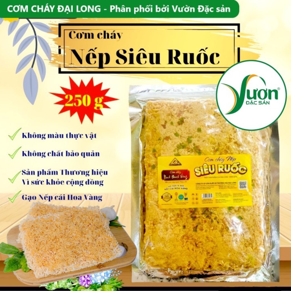 Thùng 30 gói Cơm cháy NẾP HƯƠNG siêu ruốc (Chà bông) 250g Đại Long Ninh Bình đặc biệt ngon sử lý tách dầu - Vườn Đặc Sản