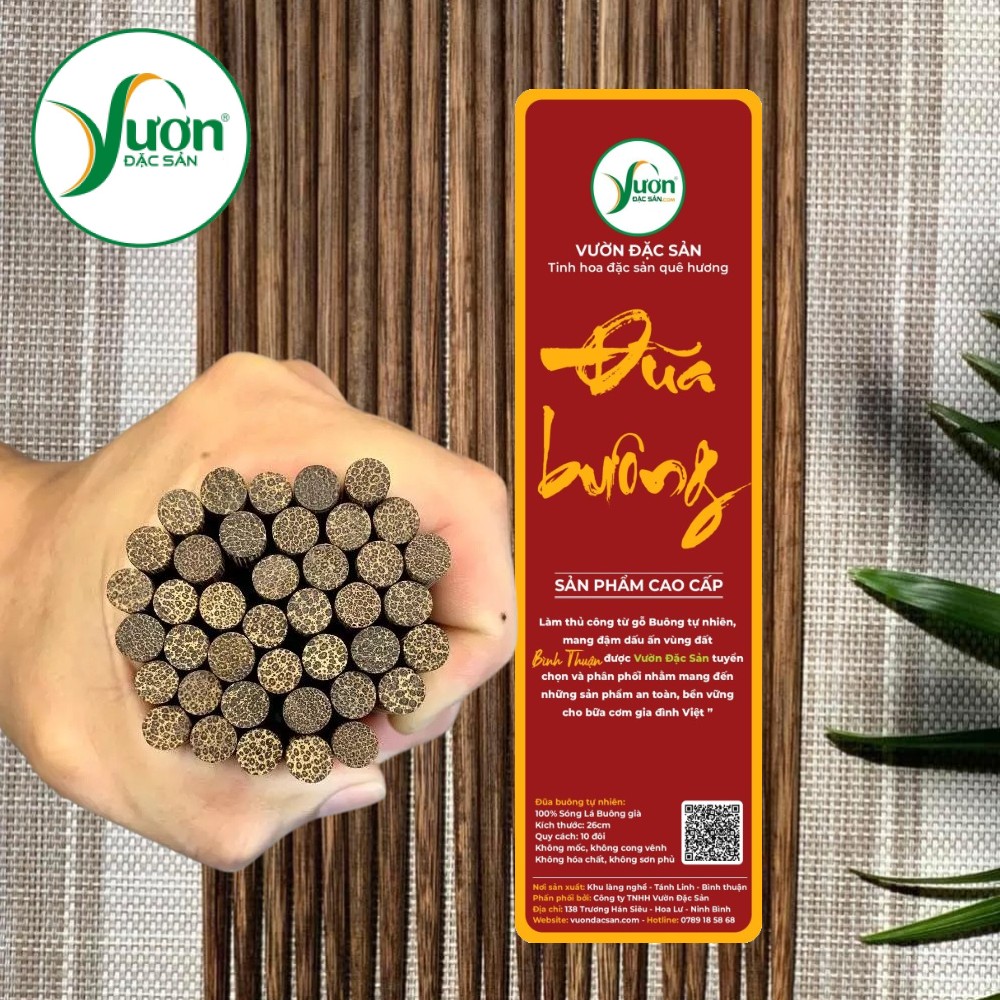 (Bộ 10 đôi) Đũa Buông Bình Thuận Tự Nhiên 100% - Không Sơn Không Hóa Chất – Đũa Gỗ Sạch An Toàn Thực Phẩm
