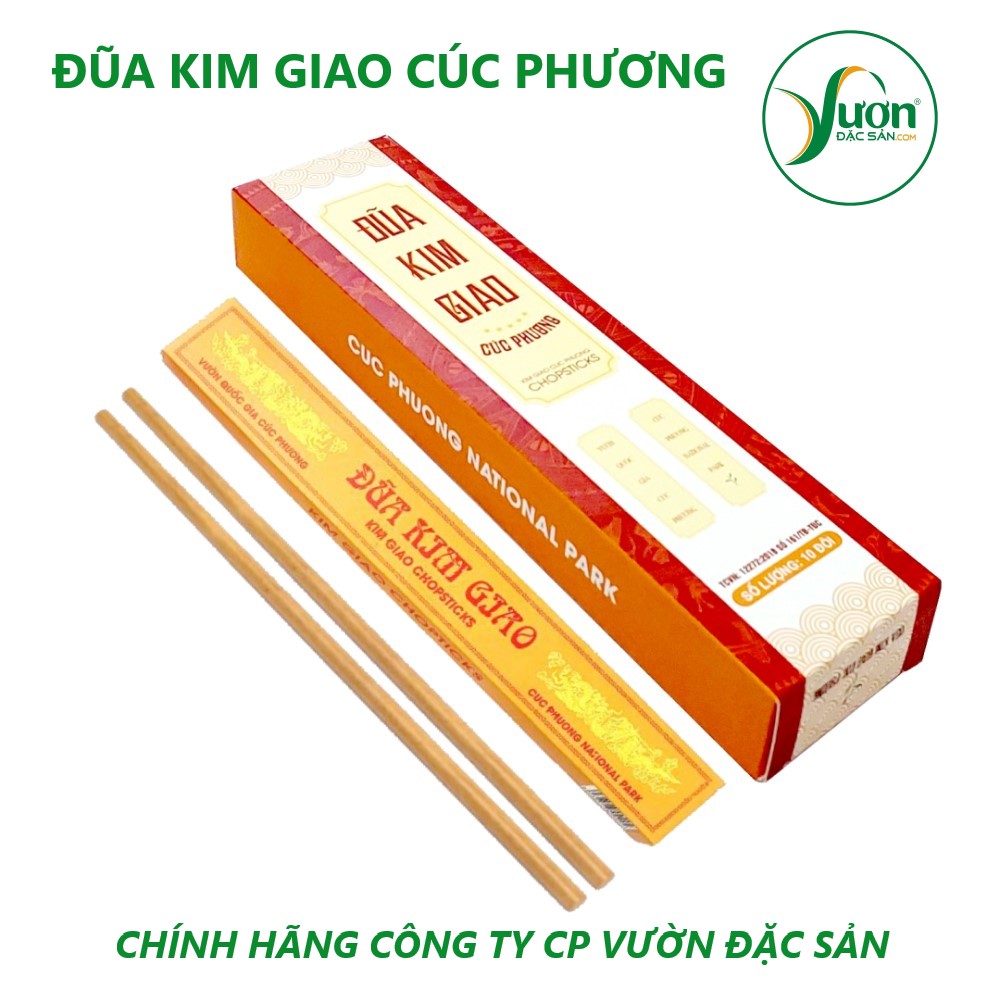 (Chính hãng) ĐŨA KIM GIAO (Hộp 12 đôi - Đũa dài 25cm) Đũa Vua Chúa xưa sử dụng đũa gỗ quý từ Rừng Cúc Phương Ninh Bình - Vườn Đặc Sản