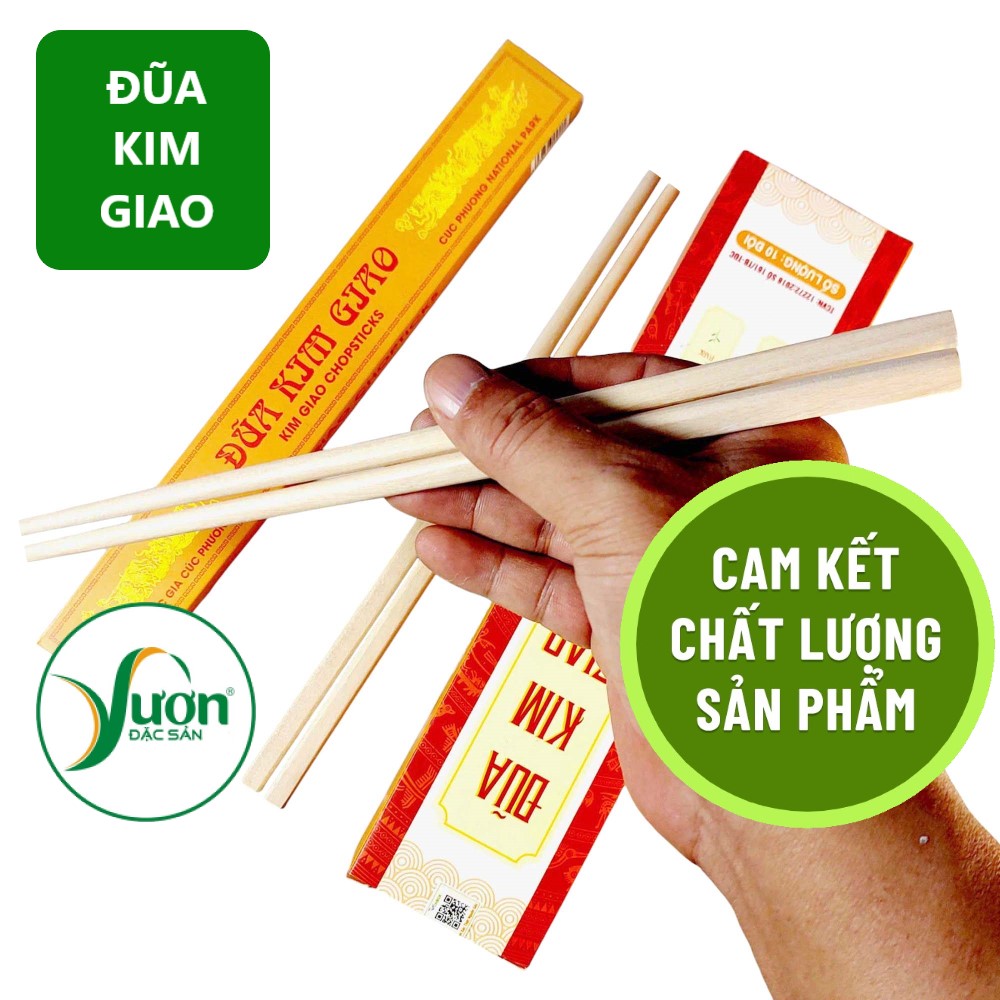 Đũa Kim Giao Cúc Phương ( Hộp 10 đôi dài 25cm - Đũa đầu Vuông ) Đũa ăn cơm gỗ cao cấp CHÍNH HÃNG Vườn Đặc Sản