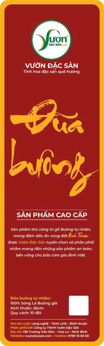 (Bộ 10 đôi) Đũa Buông Bình Thuận Tự Nhiên 100% - Không Sơn Không Hóa Chất – Đũa Gỗ Sạch An Toàn Thực Phẩm