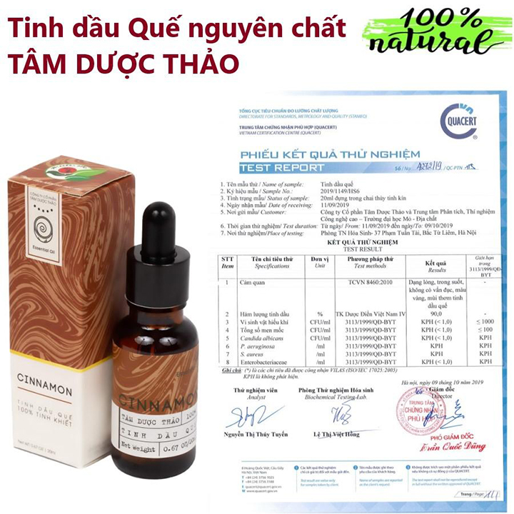 Tinh dầu quế nguyên chất Tâm Dược Thảo 20 ml- Tinh dầu quế hoàn toàn từ thiên nhiên