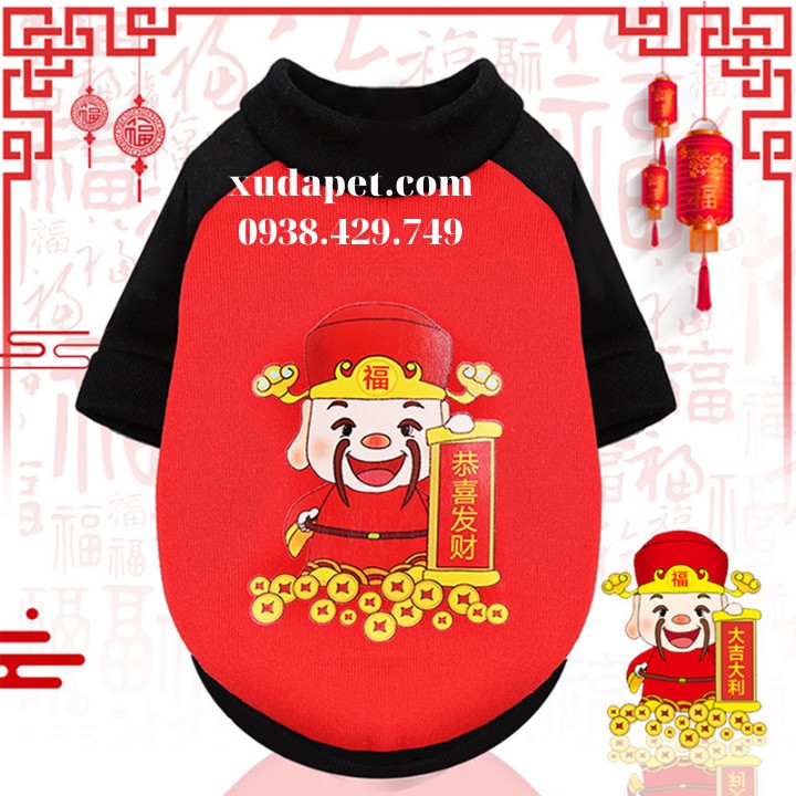 Áo hình thần tài cho chó mèo Xudapet