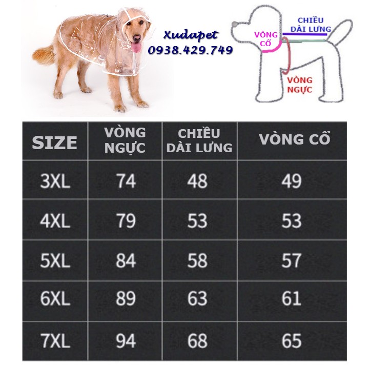 Áo Mưa Trong Suốt Cho Chó Lớn Trên 12KG