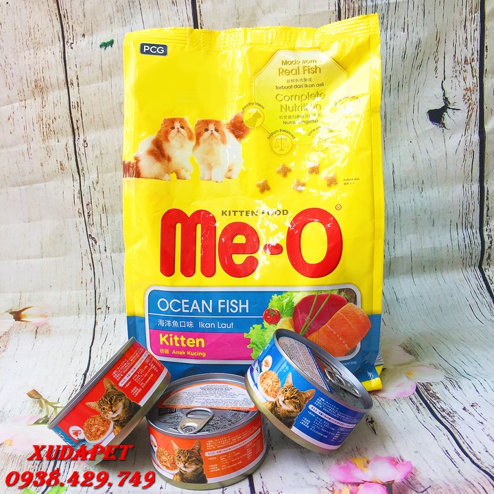 Combo Thức Ăn Cho Mèo Con 1.1kg và 3 Hộp Pate Cho Mèo Nhiều Vị