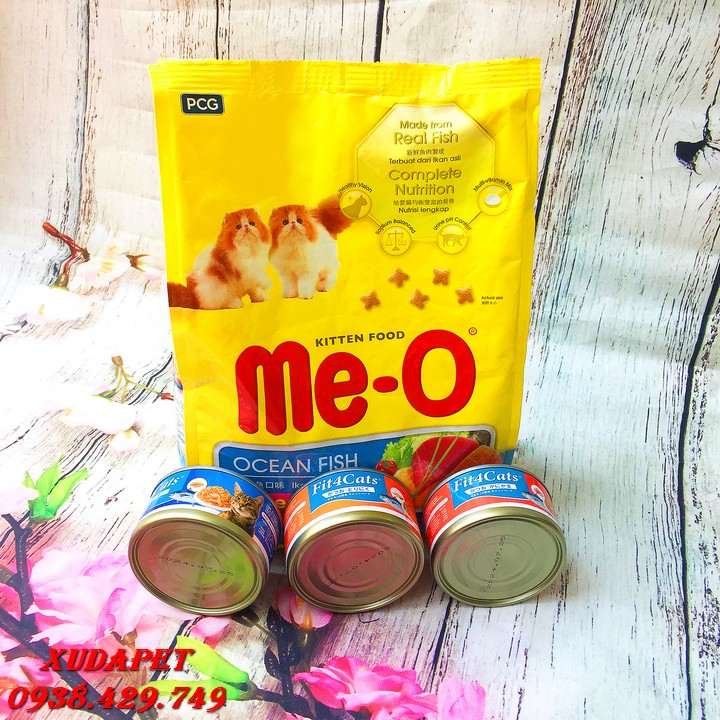 Combo Thức Ăn Cho Mèo Con 1.1kg và 3 Hộp Pate Cho Mèo Nhiều Vị