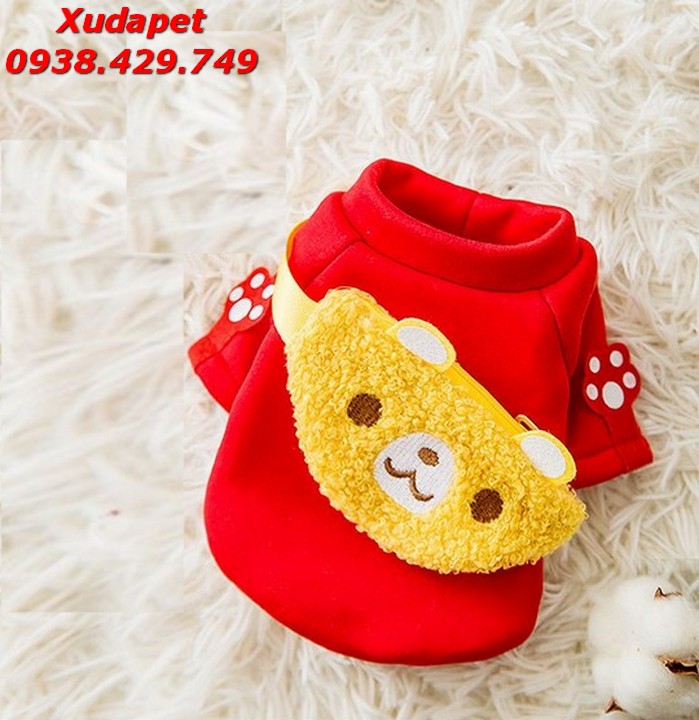 Áo Tết Cho Cho Chó Mèo Kèm Túi Gấu Vàng