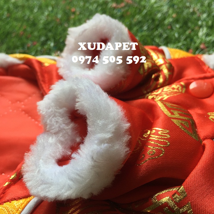 Sườn xám Tết đỏ vàng cho chó mèo Xudapet