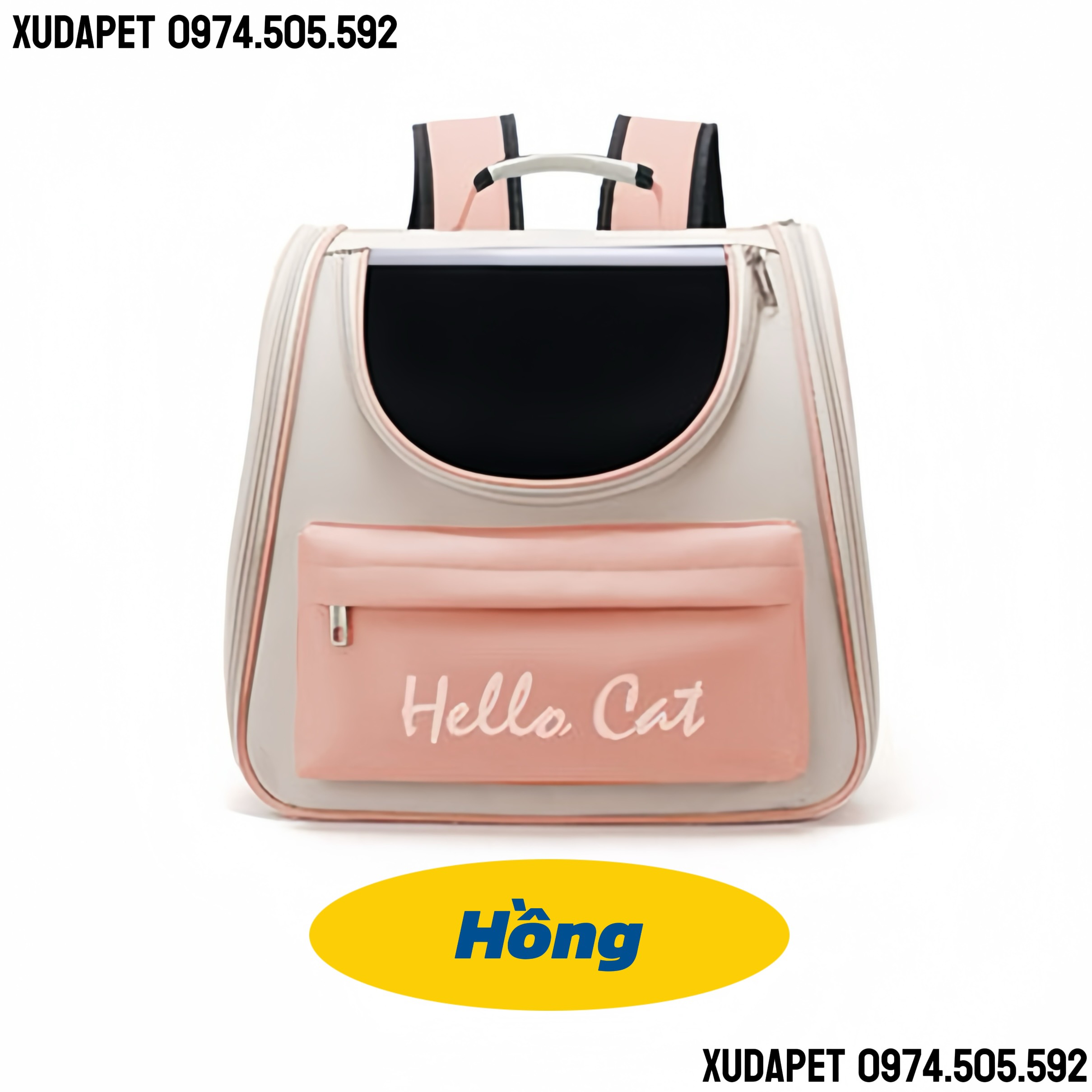 Balo cho chó mèo Hello Cat - Hồng