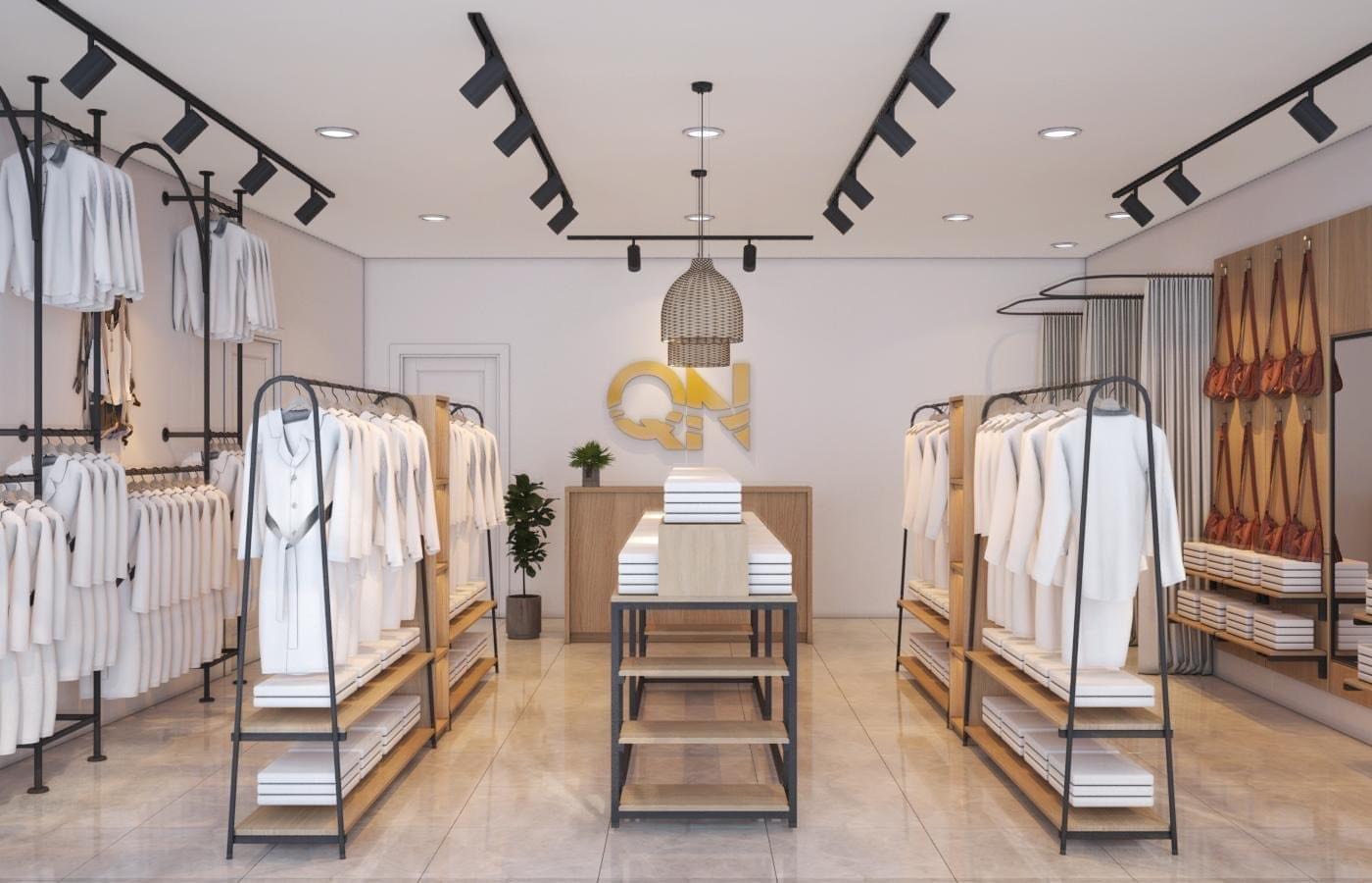 Sáng tạo không gian bán hàng với đèn trong shop thời trang