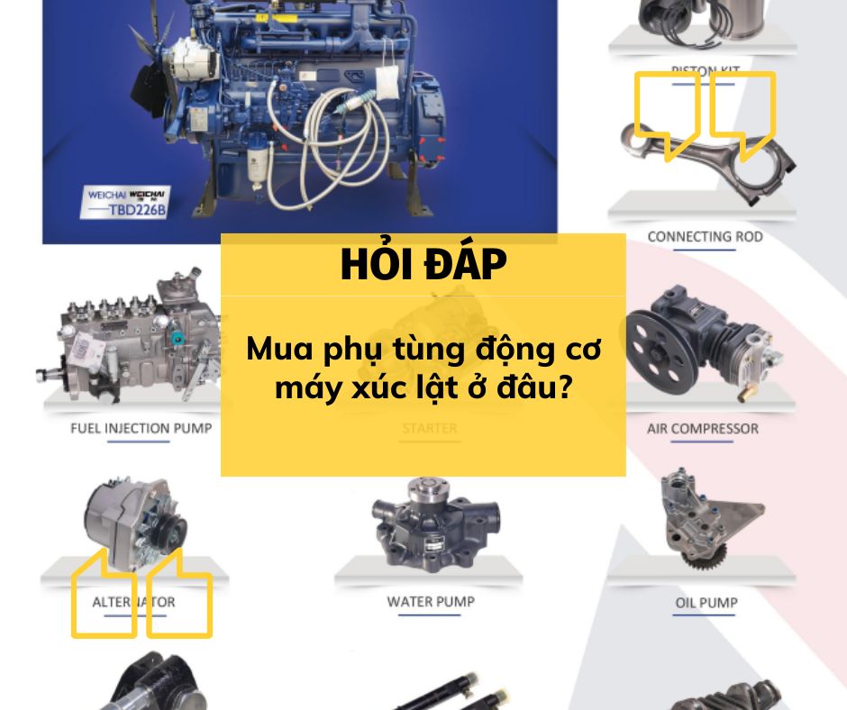Mua phụ tùng động cơ máy xúc lật ở đâu?