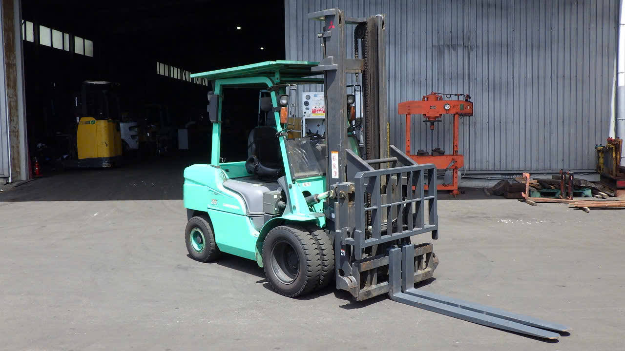 tháp nâng 4m dàn lốp kép và bộ gật gù thủy lực xe nâng dầu mitsubishi 3.5 tấn