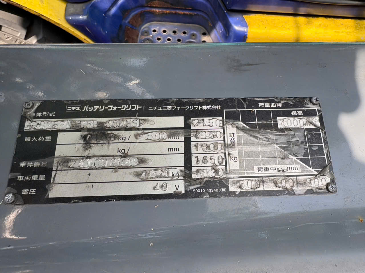 tem nhôm thông số nameplate xe nâng điện nichiyu 2.5 tấn