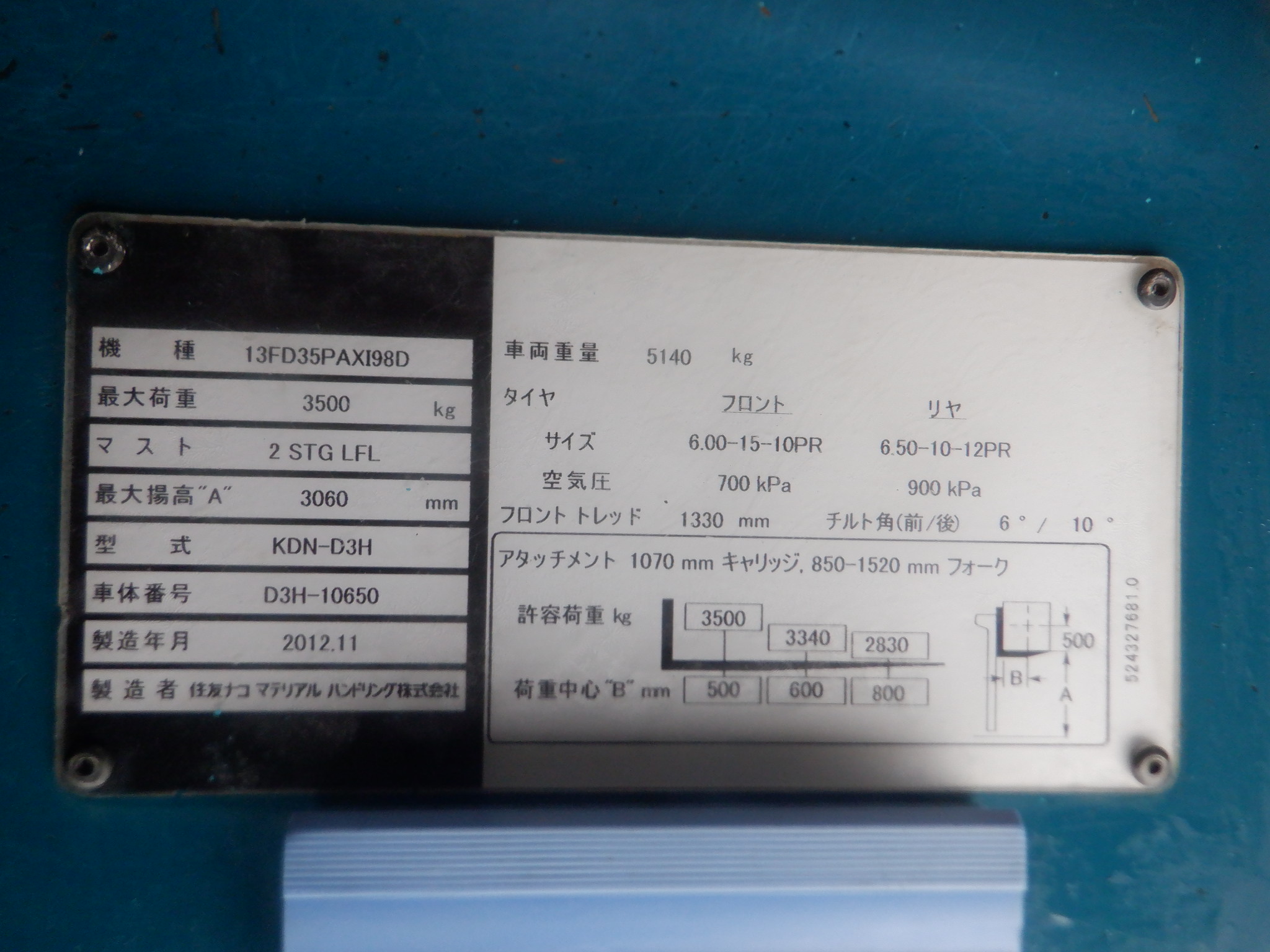 XE NÂNG DẦU SUMITOMO 13FD35PAXI98D D3H-10650  LH:096.235.1368