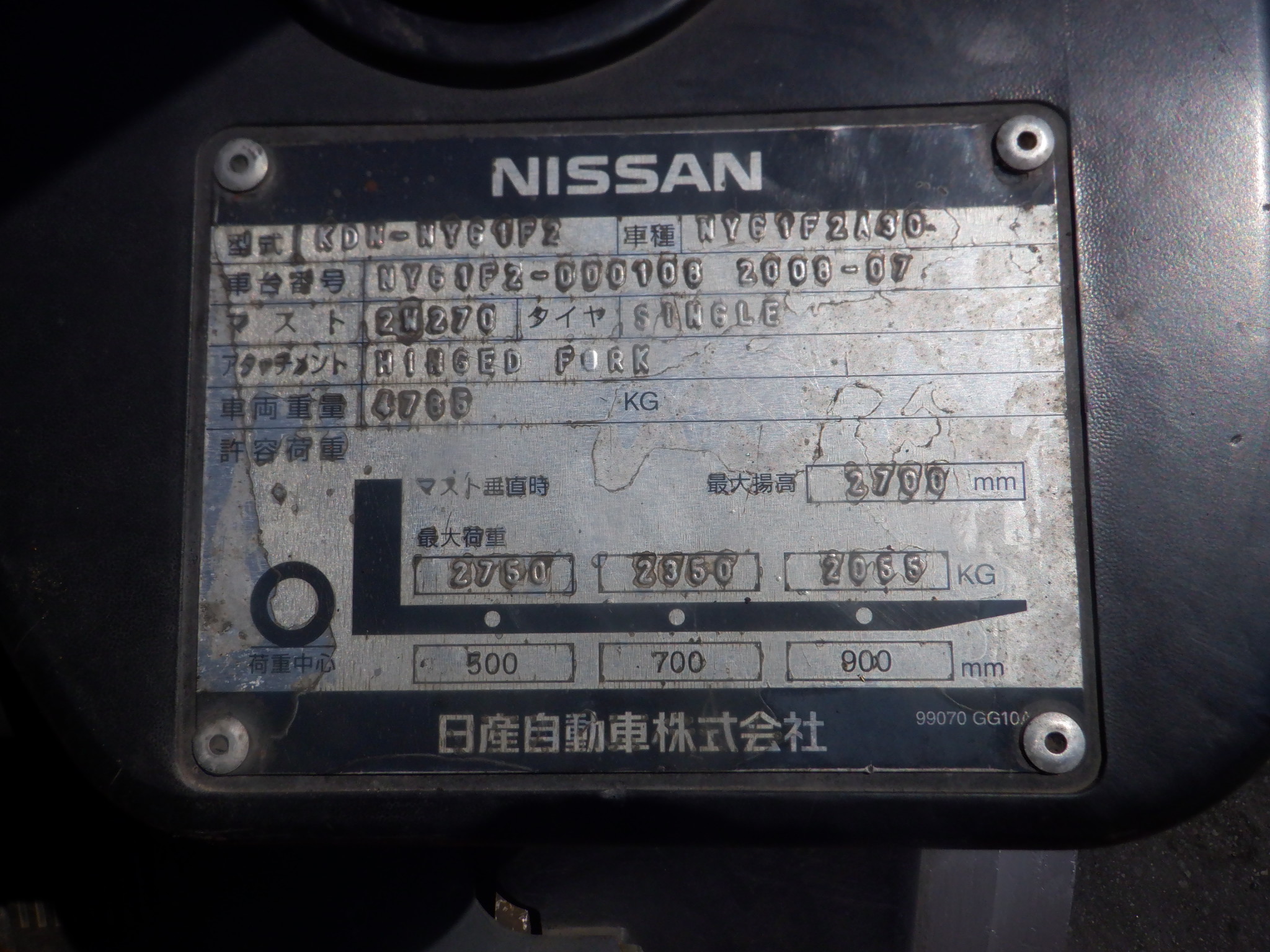 Xe nâng 3 tấn NISSAN NYG1F2A30 Nhật bãi số tự động, gật gù