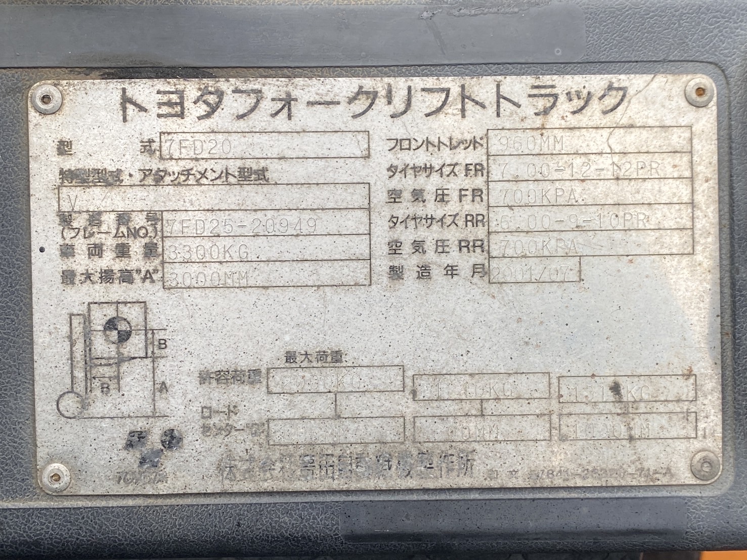 Xe nâng dầu 2 tấn TOYOTA 7FD20 số sàn nhập khẩu từ Nhật giá rẻ