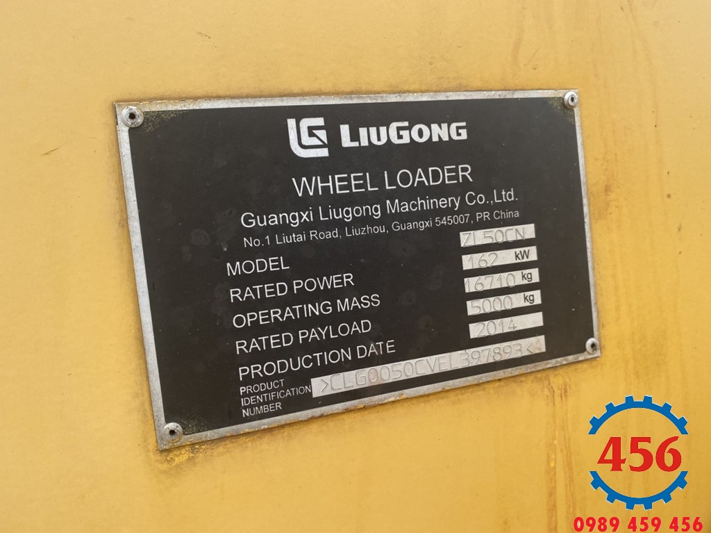 MÁY XÚC LẬT LIUGONG 50CN CŨ GẦU 3,3 KHỐI ĐỜI 2014