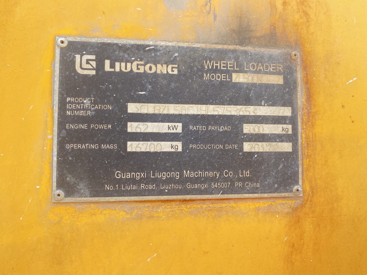Xúc lật cũ Liugong ZL50CN đời 2017