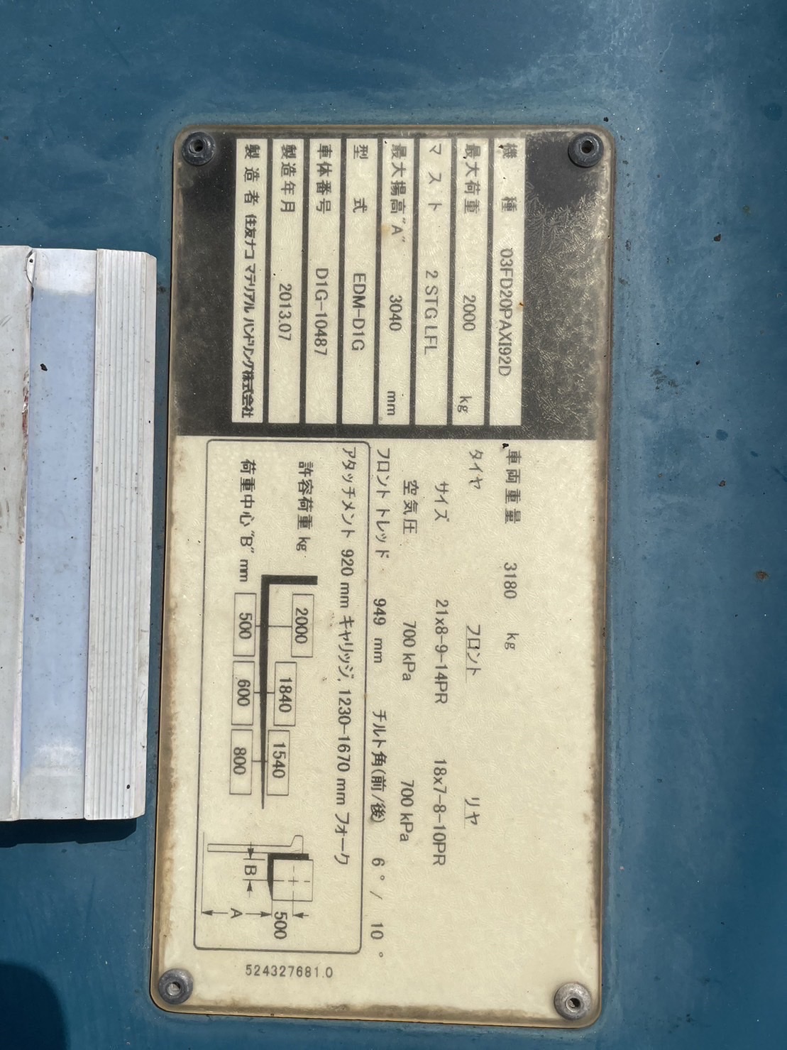 XE NÂNG DẦU SUMITOMO 2T 03FD20PAXI92D 10487 Hotline: 096.235.1368