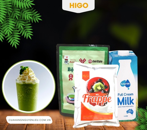 cách pha matcha đá xay với bột frappe