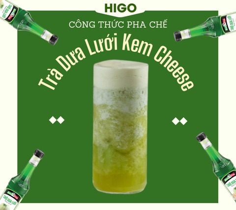 cách pha trà dưa lưới kem cheese bằng siro dưa lưới mama rosa