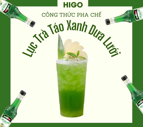 cách pha lục trà táo xanh dưa lưới bằng siro dưa lưới mama rosa