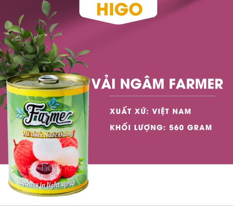 Vải ngâm đóng hộp Farmer