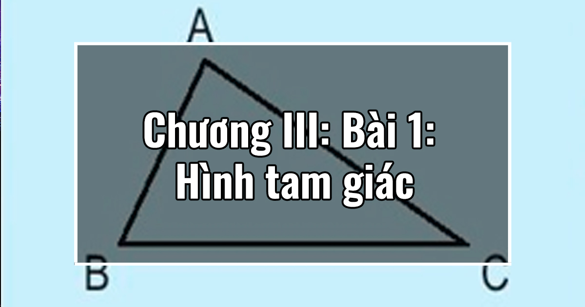 Chương III: Bài 1: Hình tam giác